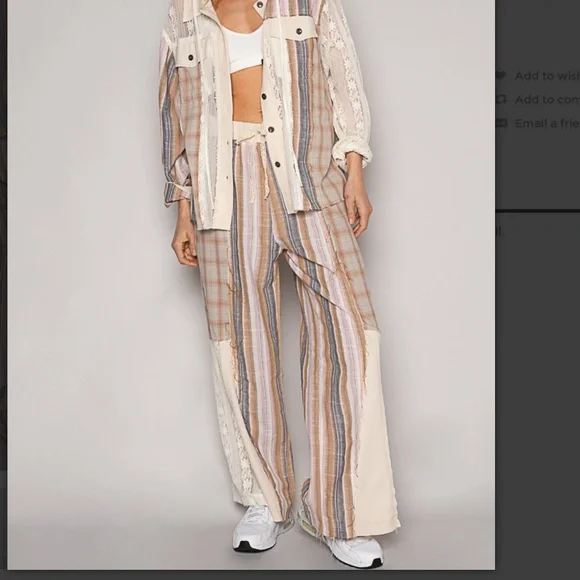 POL 💚 454 POL Plaid with Lace Detail Knit Pants SR21A - Picture 2 of 8